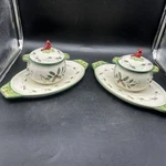New Temp-tations Figural Cardinal Xmas Holly Berries 4 Pcs Set Plates Soup Bowls. Fixed Price $44.99.