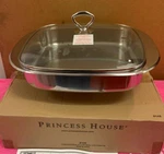 Princess House Stainless Steel 12" X Baker With Glass Lid 6148. Fixed Price $139.95.