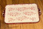Temptations Red Floral Lace Serving Platter Baking Dish 13 # PPP-SQ-949450 *new. Fixed Price $34.50.