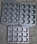 Lot Of 3, Wilton Mini Muffin Baking Pans 12 Cavities, And Tasty Square. Fixed Price $22.99.