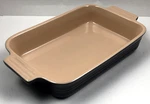 Creuset Cassis Rectangular Dish 10X6.5 In Dark Purple Enameled Stoneware Used. Fixed Price $149.95.