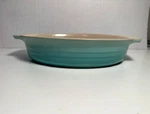 Creuset Green Stoneware Handled Oval Au Gratin Casserole 10.25 Baking Dish. Fixed Price $37.99.
