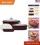 Non-stick 6-PIECE Bakeware Set Elegant French Cabernet, Perfect For Serving. Fixed Price $180.49.