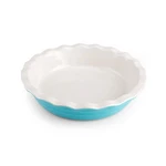 Pie Dish 10 Inch Stoneware Scalloped Edge Teal Ivory Farberware Bakers Advantage. Fixed Price $51.99.