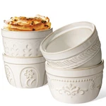 Artena Ramekins, Oven Safe, Creme Brulee Embossed White Ce.... Fixed Price $31.91.