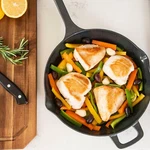 Viking, 10.5" Enameled Cast Iron Frying Skillet Pan Grill Roast Braise. Fixed Price $108.00.