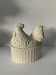 Martha Stewart White 6" Stoneware Covered Rooster Baker. Fixed Price $39.99.