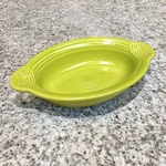 Homer Laughlin Fiesta Open Individual Casserole Dish Retired Lemongrass Green. Fixed Price $15.00.