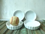 4 Cordon Bleu Bia Ramekins Souffle Tart Pans Floral 5" Scalloped Ceramic. Fixed Price $26.00.