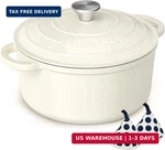 Umite Chef 5QT Enameled Cast Iron Dutch Oven W/ Lid Potholders Cream White. Fixed Price $59.35.