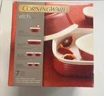 Nib 2011 Corningware Etch Brick 7-PIECE Bakeware Set Red Square Casserole Dishes. Fixed Price $99.99.