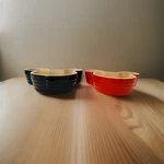 Of 2 Le Creuset Stoneware Mickey Mouse Ramekins / Salt & Pepper Red Black. Fixed Price $39.99.
