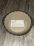 Pampered Chef Deep Dish Pie Plate # 1447 Fluted Stoneware 9". Fixed Price $36.00.