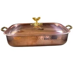 Ruffoni Historia Hammered Copper 5.5 Qt 36 Rectangular Roasting Pan Acorn Knob. Fixed Price $465.00.