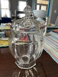 Vintage Lancaster Clear Glass Cracker Biscuit Jar And Lid. Fixed Price $24.99.