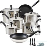 Farberware Classic Stainless Steel Cookware Pots And Pans Set, 15-PIECE,SILVER. Fixed Price $124.00.