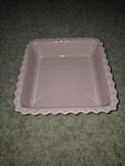 Chantal Pink Scalloped Stoneware 9 1/4 In. Square Baking Plate Kitchen. Fixed Price $19.95.