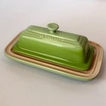 Le Creuset Butter Dish Green Stoneware Covered Kitchen Vintage France 09-15. Fixed Price $42.50.