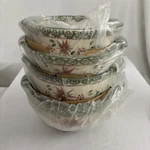 4 Piece Temptations Old World Green Poinsettia Christmas Nesting Mixing Bowls. Fixed Price $79.95.