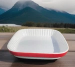 Kitchenaid White Red 2 Qt Square Ceramic Bakeware Casserole Dish Baking Pan. Fixed Price $29.99.