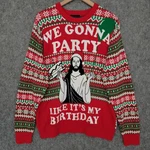 Alex Stevens Sweater Mens Large Red Green Ugly Christmas Pullover Graphic Jesus. Fixed Price $24.18.