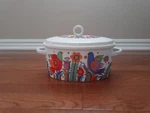 Vtg Mcm Royal Crown Porcelain Ovenware Paradise 2 Qt Oval Covered Casserole Dish. Fixed Price $119.00.