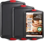 Baking Sheet Set, 3-PIECE Cookie With Silicone Handles, Steel. Fixed Price $29.41.