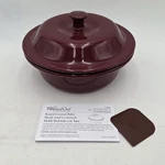 Pampered Chef Round Covered Baker 1364 Cranberry Stoneware In The Box 6-CUP. Fixed Price $44.95.