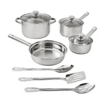 Mainstays Stainless Steel Cookware Set, 10 Piece, Pots And Pans, Kitchen. Fixed Price $28.09.