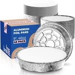 Fit Meal Prep 45 Pack 9 Round Aluminum Foil Pans With Lids, Pie Tins Disp. Fixed Price $38.29.
