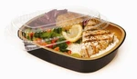 Handi-foil 4 Lb. (lg) Oblong Black & Gold Aluminum Take-out Pan W/clear Dome Lid. Fixed Price $32.99.