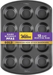 Wilton Gold Non-stick 12 -cup Muffin Pan, Stainless Steel Bakeware, Made Without. Fixed Price $44.35.