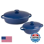 10 Strawberry Street Sienna Covered Casserole And 7 Bakeware Set Blue. Fixed Price $64.04.