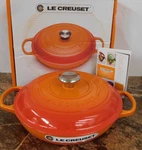 Le Creuset Signature Cast Iron 2.25 Quart Braiser In Flame - New. Fixed Price $259.95.