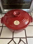 Emile Henry France Stoneware Dutch Oven Stewpot With Lid 2.5QT. Fixed Price $125.00.