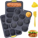 Set Of 6 Hamburger Bun Pans For Baking, 4/8/9-CUP Mold, Silicone. Fixed Price $42.99.