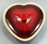 Vintage Le Creuset 2.5 Qt Red Ombre Heart Baking Dish With Lid. Fixed Price $100.00.