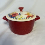 Pioneer Woman Mini Casserole Lid 122173.02 Fiona Floral Red 4.5" Diameter Ex. Fixed Price $12.95.