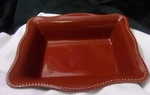 Bico Beaded Red Stoneware Bakeware Baking Dish 10 X 8. Fixed Price $24.00.