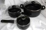 Pampered Chef Set Pcs Anodized Non-stick Pans 6"-1QT & 7"-2QT Dutch Oven. Fixed Price $60.00.