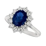 Princess Diana Inspired 3.55 Carat Oval Sapphire & Diamond Ring 14K White Gold. Fixed Price $2990.00.