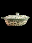 Temptations World Green 2-QT Oval Casserole Dish/lid/metal Holder/trivet. Fixed Price $36.99.