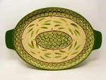 Old World Green By Temp-tations Serving Platter Sponge Bands Yellow Flower. Fixed Price $9.10.