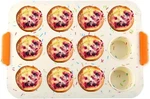 12CUPS Silicone Muffin Pan, Mini Cupcake With Handles, Non Stick. Fixed Price $9.07.