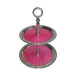 Giftbay Wedding 2-TIER Cupcake Stand Round 16" High, Pink Color Enameled Trays. Fixed Price $69.95.