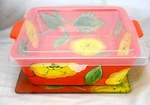 Temp-tations By Tara Poppy Passions 1.5 Qt Square Casserole W/lid & Trivet. Fixed Price $12.99.