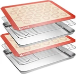 Mcirco 6 Piece Stainless Steel Baking Sheet W/ Rack & Silicone Mat Set. Fixed Price $33.99.
