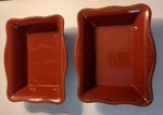 Set Of 2 Bico Beaded Bakeware Reddish Brown Stoneware Baking 10 X 8 Inch. Fixed Price $30.00.