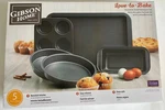 Gibson Home 5-PIECE Nonstick Steel Bakeware Set, Love-to-bake, New In Box. Fixed Price $13.99.