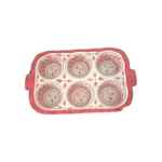 Temptations Old World Ceramic Ovenware Red 6 Cupcake Muffin Pan Bakeware New. Fixed Price $24.99.